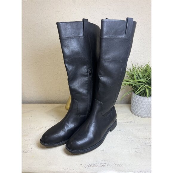 FRYE & CO GIOVANNA BLACK Stacked Heel Boots 8 W-W/9M/9.5M Women’s Shoes - Picture 2 of 16